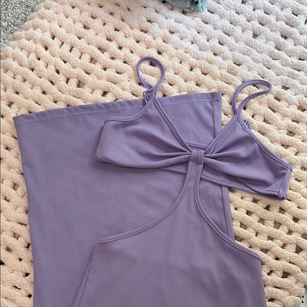 Purple Ribbed Two-Piece Set